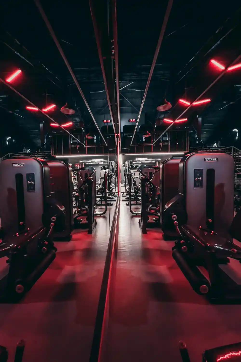 Red lights at the gym